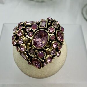 Heidi Daus Pink Heart Crystal Statement Ring size 8